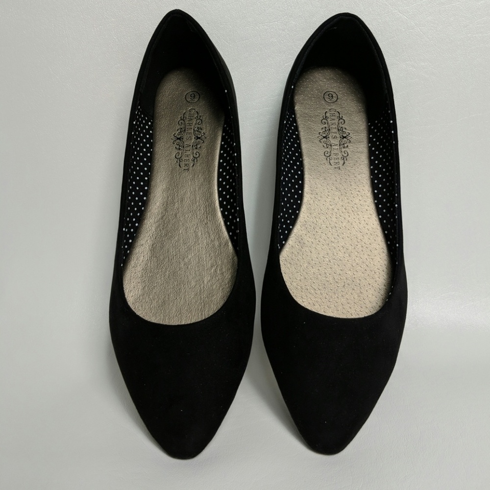 Faux Suede Black Ballet Flats